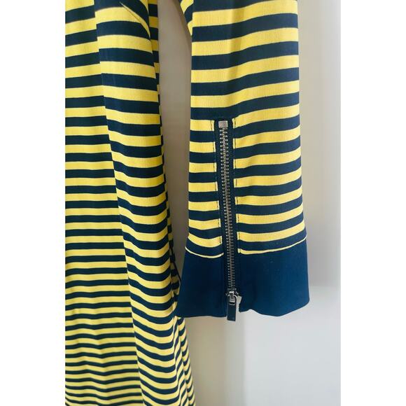 Laundry by Design Yellow and Navy Blue Stripe Dress 3/4 Sleeves w/ Zipper Detail - Picture 3 of 6